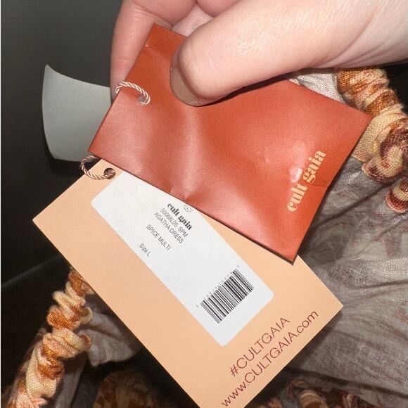 Cult Gaia NWT Agatha Printed Linen Maxi Dress Cut Outs Spice Multi Size Large - Picture 5 of 6